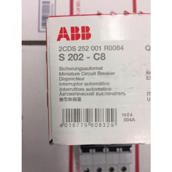 ABB S202-C8 Circuit Breaker 8 AMP Double Pole 277/Y480 VAC,60/110 VDC, NEW #4 image