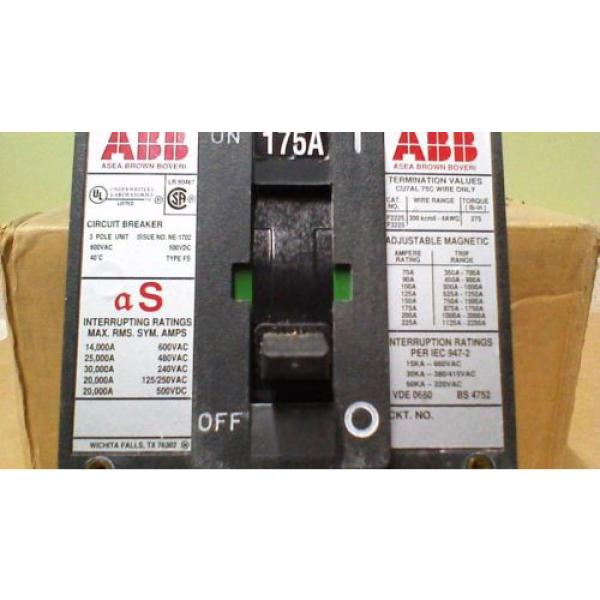 ABB FSB63175L CIRCUIT BREAKER 600 VOLT / 175AMP / 3 POLE / WITH 6 LUGS (300 / 4) #4 image