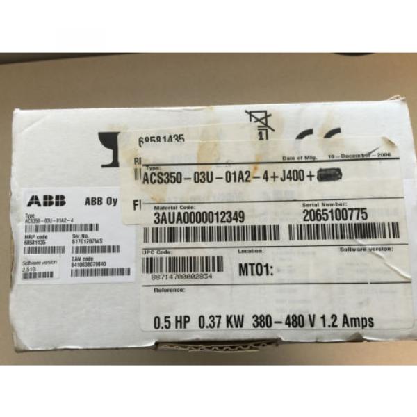 ABB ACS350-03U-01A2-4 Drive .5HP .37KW 3P 380-480V 1.2 AMPS - ACS350 Series #1 image