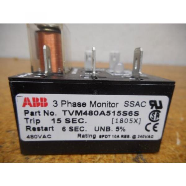 ABB TVM480A515S6S 1805X SSAC 3 Phase Monitor 15 Sec Trip 480VAC New In Box #3 image