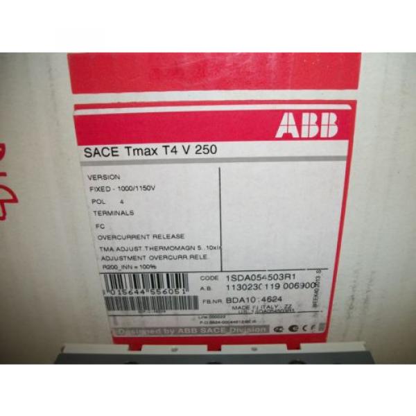 NEW ABB 1SDA054503R1 200 Amp 4 Pole TMAX T4 V250 Circuit Breaker (CIR2178) #3 image