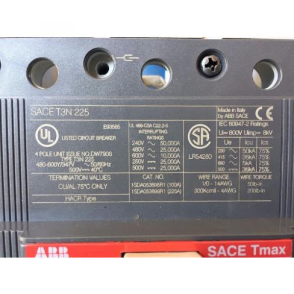 (NIB) ABB SACE 3TN-225 225A 600V 4P CIRCUIT BREAKER #2 image