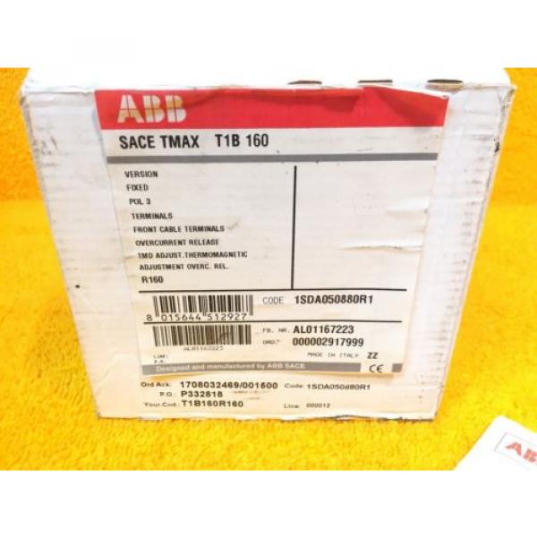 ***NEW*** ABB SACE TMAX T1B 160 3-POLE 160 AMP 600 VOLT BREAKER &amp; INSTALL KIT #2 image