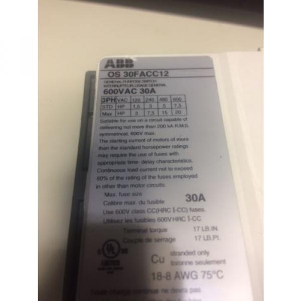 ABB General Purpose Switch OS 30FACC12 600VAC 30A #3 image