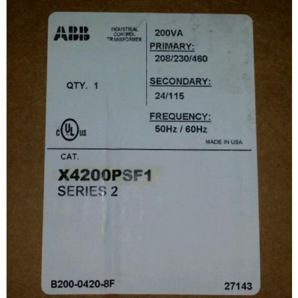 ABB X4200PSF1 200 VA CONTROL TRANSFORMER 480/240/208 pri 120/24 man avaialble #1 image