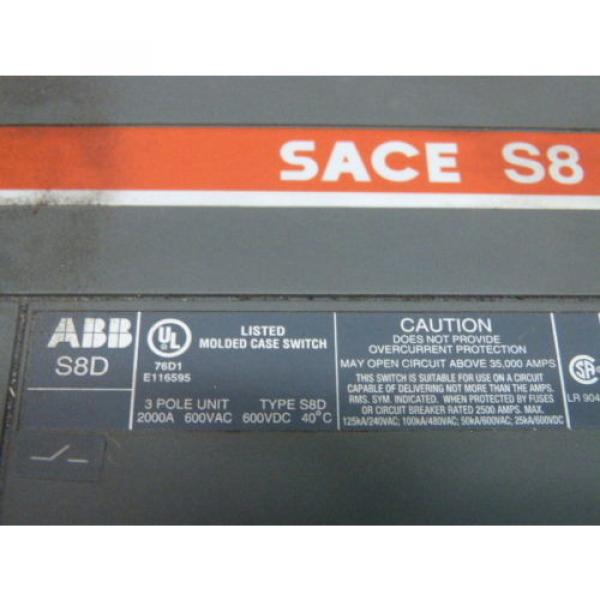 ABB SACE S8D Molded Case Circuit Breaker 3-Pole 2000A 600VAC NEW #6 image