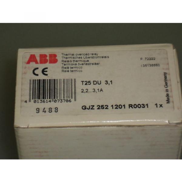 ABB THERMAL OVERLOAD RELAY T25 DU 3,1 *NEW* #1 image