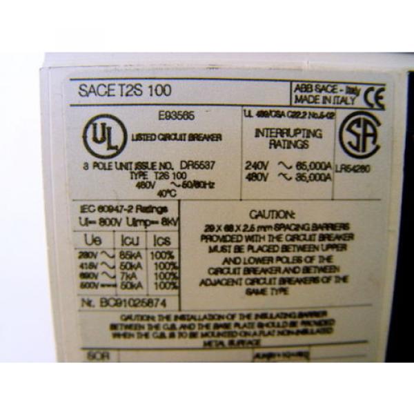 ABB SACE T2S 100 Circuit Breaker #5 image