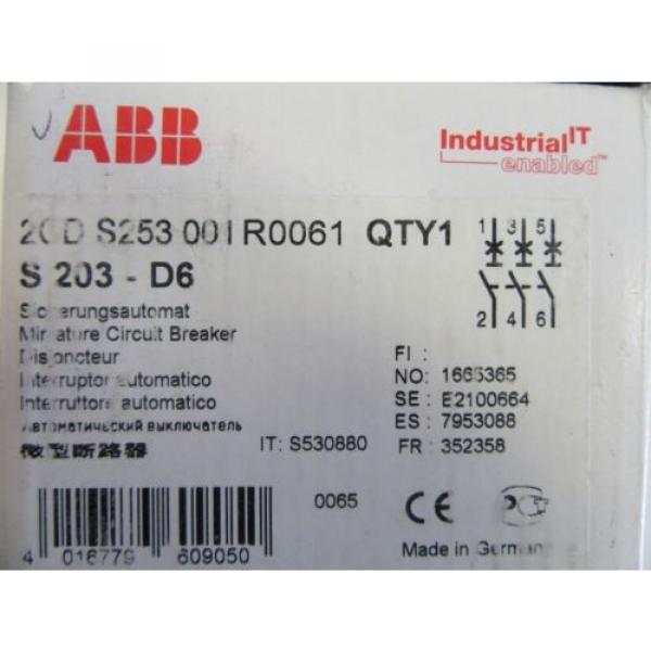 ABB S 203-D6 3-POLE CIRCUIT BREAKER ( GERMANY ) MARINE BOAT #2 image