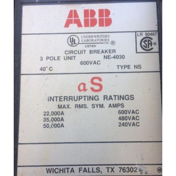 ABB 1200 amp 3 Pole Type NS breaker 1200 Shunt Trip #2 image