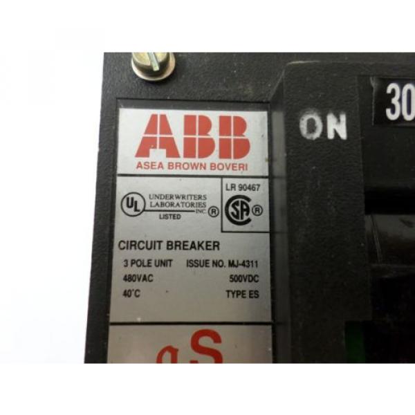 USED ABB CIRCUIT BREAKER TYPE ES  UXAB 727131 R 107   30 AMP 3 POLE 480 V #3 image