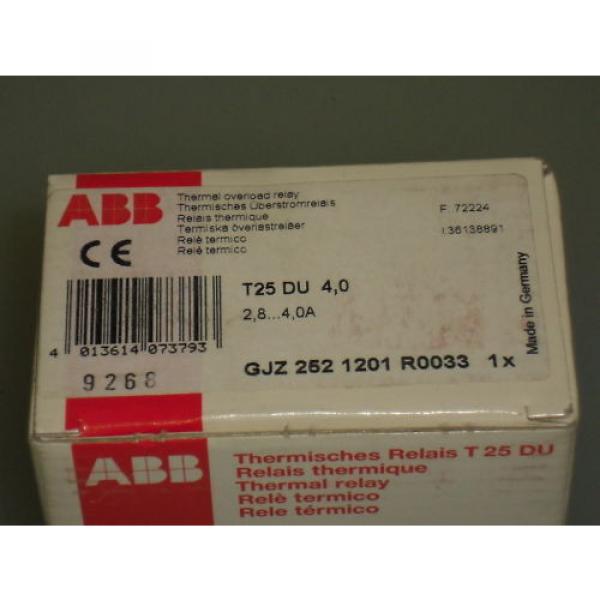 ABB THERMAL OVERLOAD RELAY T25 DU 4,0 *NEW* #1 image