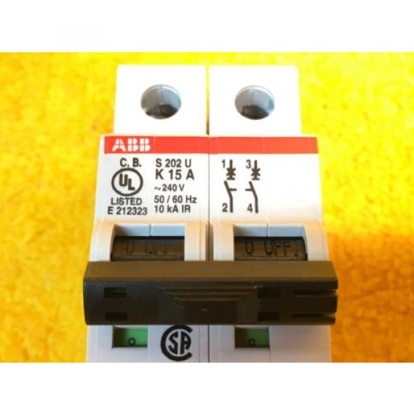 ***NEW*** ABB S202U-K15  2-POLE 15 AMP 240 VOLT DIN RAIL MOUNTED BREAKER BCPD #4 image