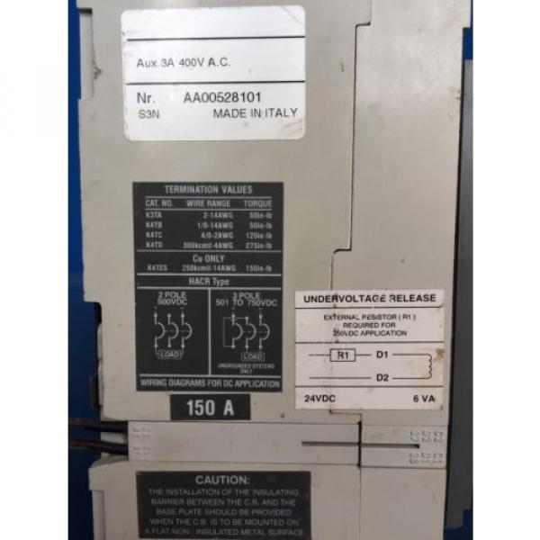 ABB SACE S3 150 Amp 480Volt Circuit Breaker W undervoltage #3 image