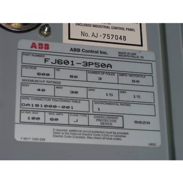 ABB FJ601-3P50A SWITCH ENLOSURE *NEW NO BOX* #3 image