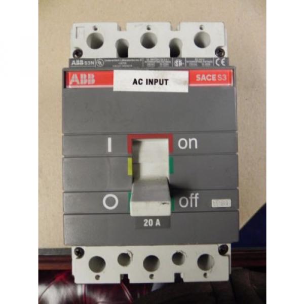 ABB SACE S3N N-5639 3P 20A Circuit Breaker. Used. #1 image