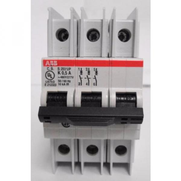 (3) ABB 2CDS273317R0157 S 203UP - K0,5A Miniature Circuit Breakers 3P 0.5A #4 image