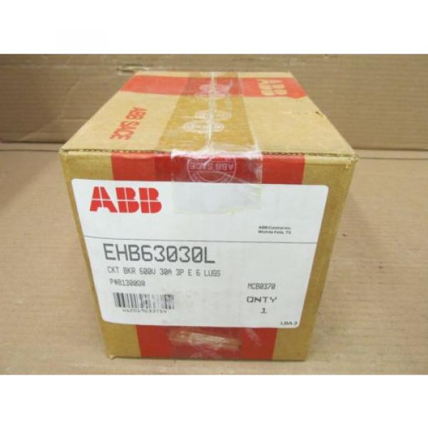 NIB ABB EH EHB63030L 30 AMP 3 POLE 600 VAC CIRCUIT BREAKER 6 LUG FACTORY SEALED #1 image