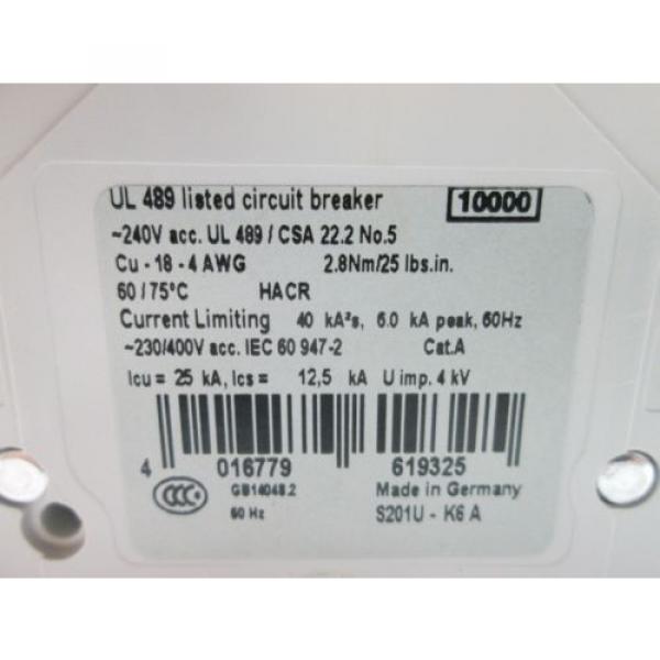 New Box of 10 ABB S201U-K6 Circuit Breakers, 1-Pole, Rating: 240VAC 6A #4 image