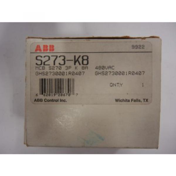 ABB: S273-K8 - Circuit Breaker, 3 Phase, 8 A, 480 VAC #2 image