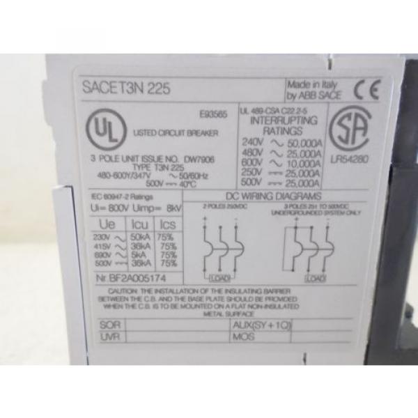 ABB 60 AMP BREAKER SACE TMAX T3N 225, 3 POLE, (USED) #5 image