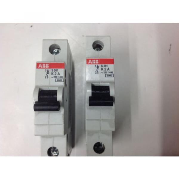 (2) ABB S201-K2A, S201K2,  2 Amp Circuit Breaker 1P, 230/240V. NEW NO BOX #2 image