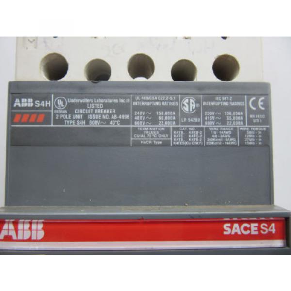 ABB S4H Circuit Breaker 2 Pole 250A PR211 240/480V With Shunt Trip VGC!!! #2 image