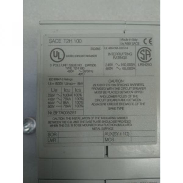 ABB: T2H015TW; Circuit Breaker, 3 Pole, 480 VAC, 15 A, 65 KAIC, SACE T2H 100 #7 image