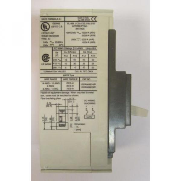 ABB SACE FORMULA A1 A 100 2 Pole 100 Amp SACE A1 Breaker 1SDA069720R1 #4 image