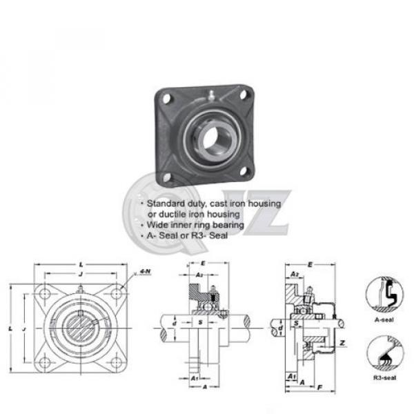 35 mm Square Flange Units Cast Iron UCF207 Mounted Bearing UC207+F207 New QTY:1 #2 image