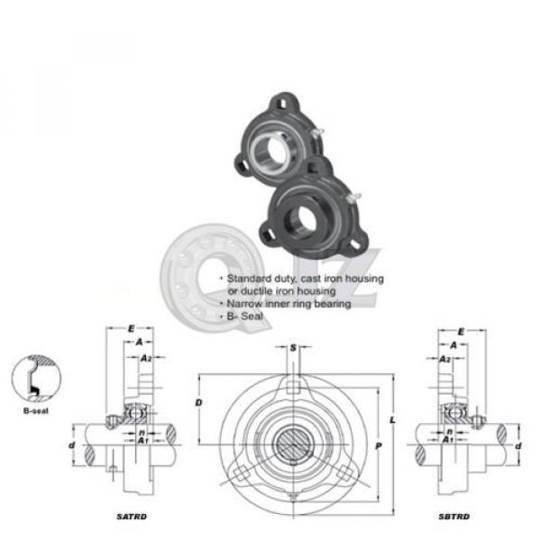 1 in 3-Bolt Flange Units Cast Iron SATRD205-16 Mounted Bearing SA205-16+TRD205 #2 image