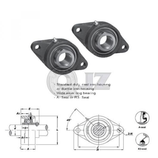 2x 40 mm 2-Bolts Flange Units Cast Iron UCFL208 Mounted Bearing UC208 + FL208 #2 image