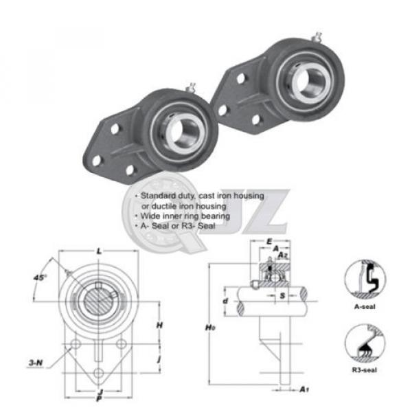 2x 1  5/16 in 3-Bolt Flange Bracket Units Cast Iron UCFB207-21 Mounted Bearing #2 image