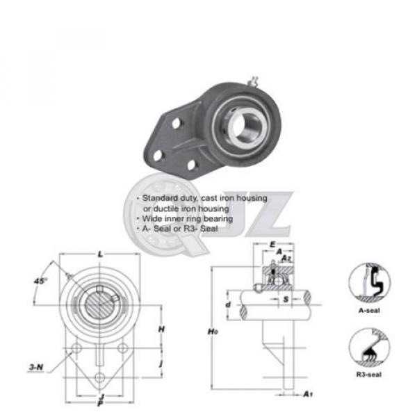 1  1/8 in 3-Bolt Flange Bracket Units Cast Iron UCFB206-18 Mounted Bearing #2 image