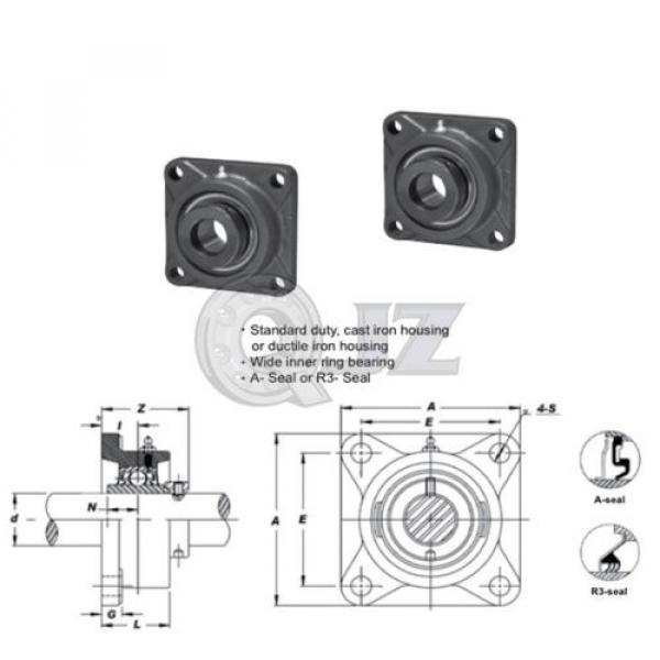 2x 7/8in Square Flange Units Cast Iron HCFS205-14 Mounted Bearing HC205-14+FS205 #4 image