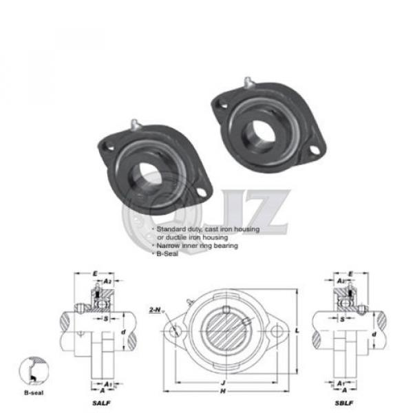 2x 1 in 2-Bolt Flange Units Cast Iron SBLF205-16 Mounted Bearing SB205-16G+LF205 #2 image