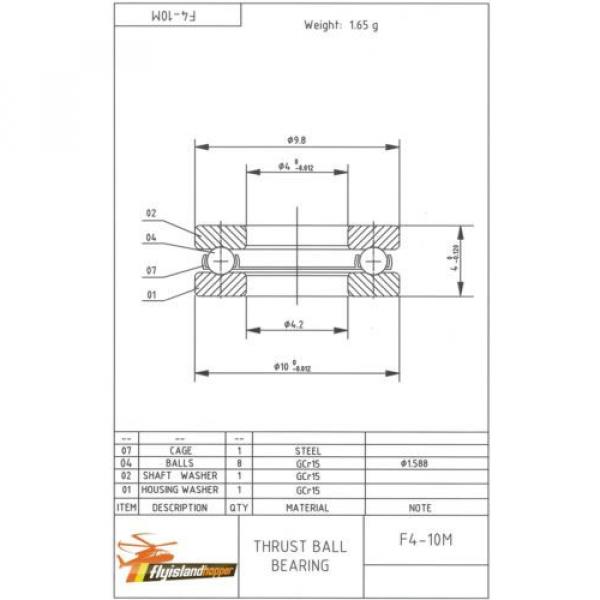 Axial Drucklager F 4-10 M 4x10x4 mm Thrust Ball Bearing F4-10M #1 image