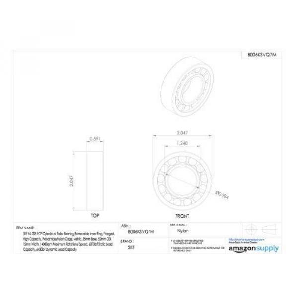 SKF NJ 205 ECP Cylindrical Roller Bearing, Removable Inner Ring, Flanged, High #2 image