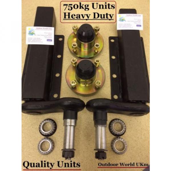 Trailer Suspension Units Hubs Bearings 750 KG Standard Stub Axle &amp; Caps Quality) #1 image