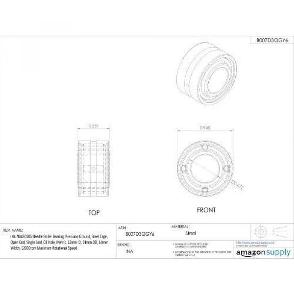 INA NA4901RS Needle Roller Bearing, Precision Ground, Steel Cage, Open End, #2 image