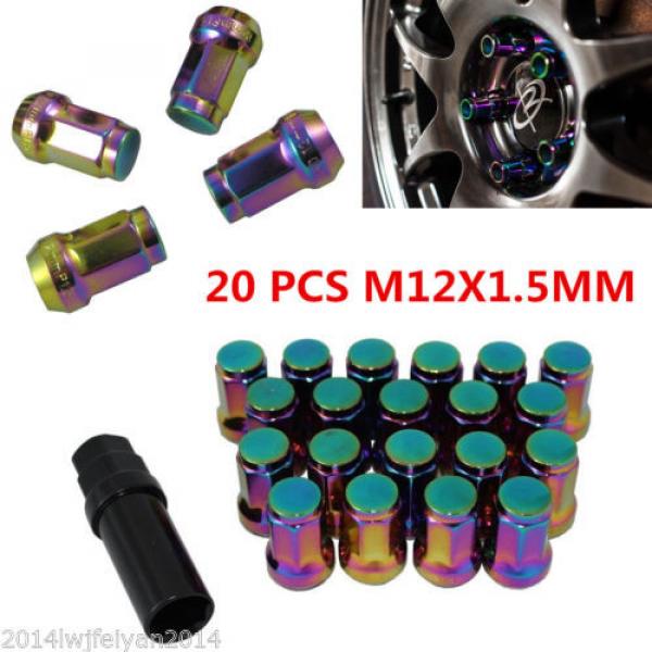 20xNEO CHROME M12x1.5 STEEL EXTENDED LUG NUTS WHEEL RIMS TUNER W/ LOCK For Honda #1 image