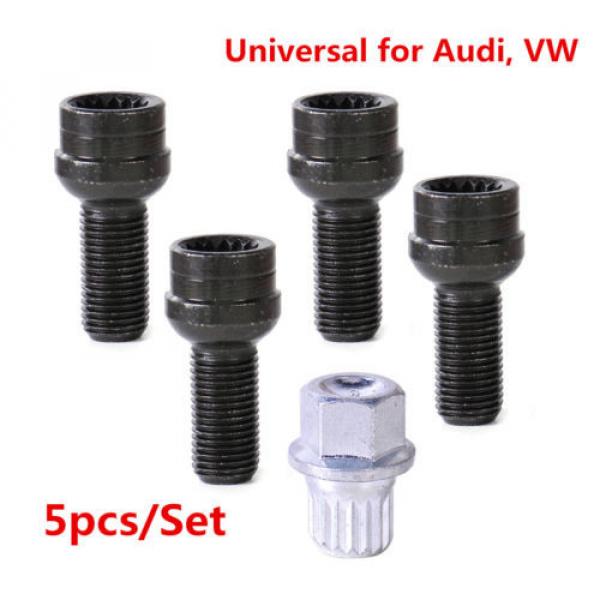 5pcs/Set 17mm Wheel Bolt &amp; Lock Lug Nut Fit For VW Golf Jetta Beetle Passat Audi #1 image