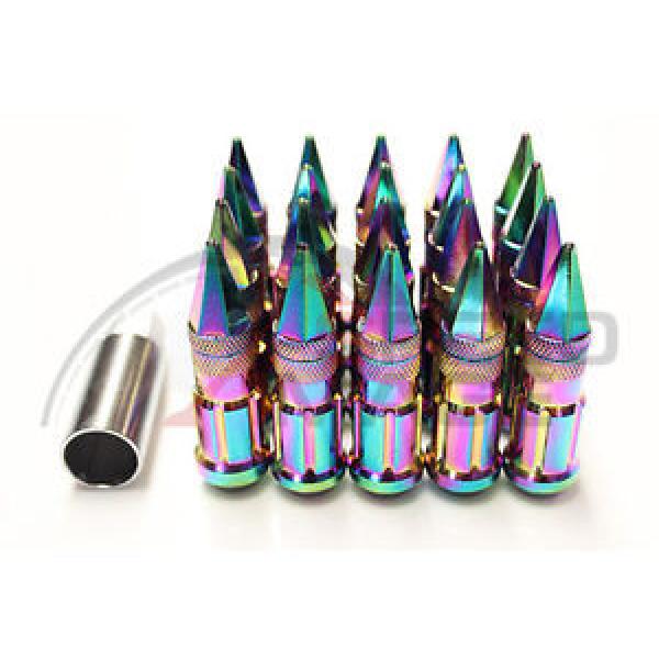 Z RACING NEO CHROME DRAG SPIKE STEEL LUG NUTS SET 12X1.25 TUNER 20 PC SUBARU KEY #1 image