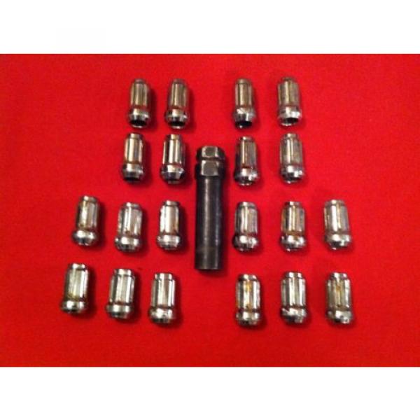 USED 24PC 12X1.5 CHROME STEEL SPLINE DRIVE LOCK LUG NUTS  W/KEY #1 image