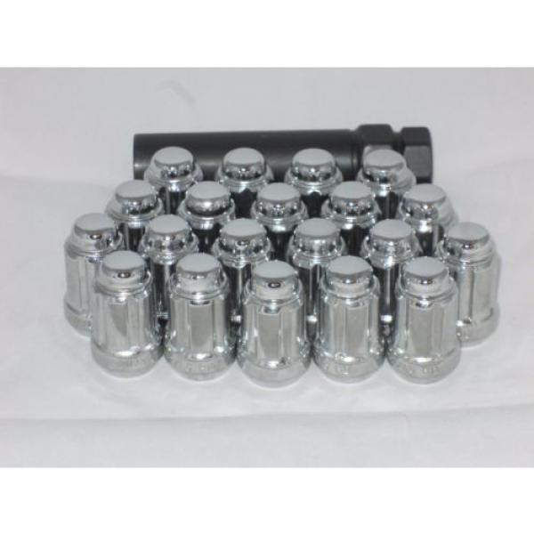 12 X 1.5 CHROME TUNER SPLINE LOCK WHEEL RIM LUG NUT SET OF (20) &amp; (1) KEY ACORN #2 image