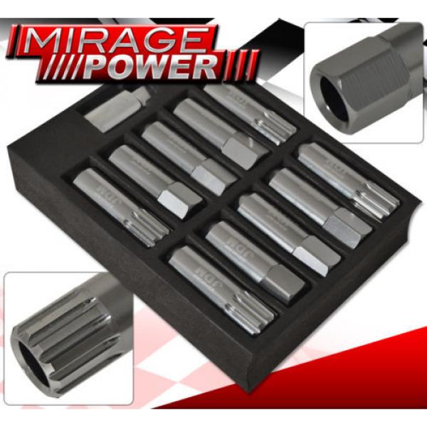 (20 PIECES) UNIVERSAL M12x1.25 ALUMINUM TUNER WHEEL LUG NUTS GRAY + LOCKING KEY #2 image