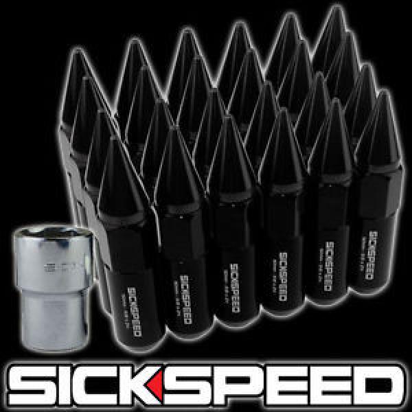 SICKSPEED 24 PC BLACK SPIKED ALUMINUM EXTENDED 60MM LOCKING LUG NUTS 1/2x20 L23 #1 image