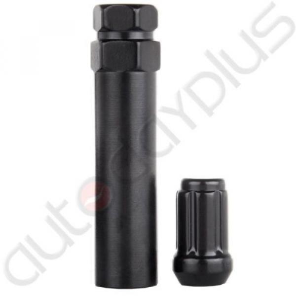 20 X BLACK  SPLINE TUNER RACING LUG NUTS AND 2 LOCK KEYS M12X1.5|1.38 Inch Tall #3 image