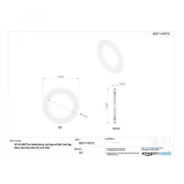 SKF AXK 4060 Thrust Needle Bearing, Axial Cage and Roller, Steel Cage, Metric, #2 image