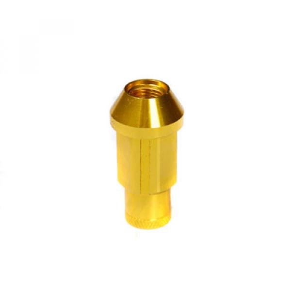 Type-4 50mm Wheel Rim Closed End Lug Nuts 20 PCS Set M12 X 1.5 GOLD w/ LOCK #5 image